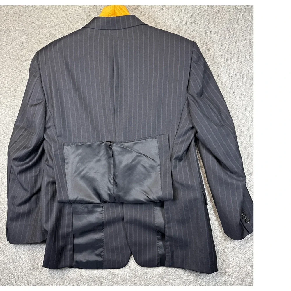 Hickey Freeman Madison Pinstripe Wool Blazer Loro Piana 43R Super 150s Tasmanian